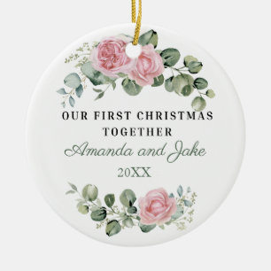 Erste Weihnachten mit Floral Keramik Ornament
