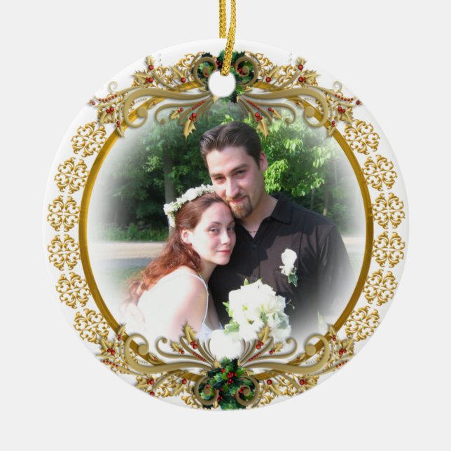 Erste Weihnachten mit Foto Keramik Ornament (Vorne)