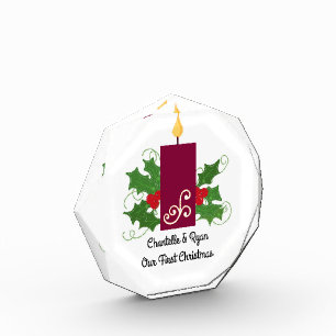 Erste Weihnachten mit Hagebutten und Licht Fotoblock