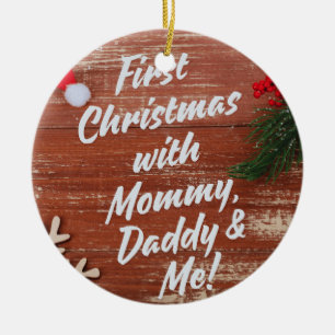 Erste Weihnachten mit Mommy Daddy & Me Family Keramik Ornament