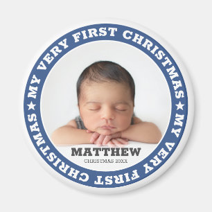 Erste Weihnachten Modernes Baby Foto Keepake Magnet