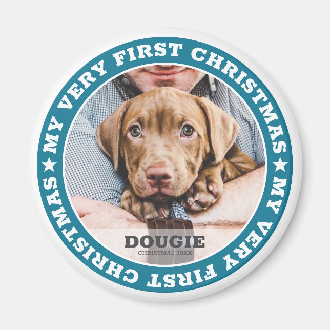Erste Weihnachten Modernes Foto für Haustiere Keep Magnet (Vorne)