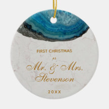 Erste Weihnachten Mr. & Mrs. Blue Geode Golden Scr