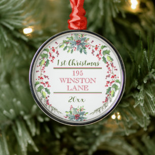 Erste Weihnachten, neue Zuhause, Anschrift, festli Ornament Aus Metall