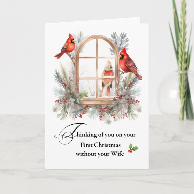 Erste Weihnachten Ohne Ihre Ehefrau Kardinal Birne Karte (Vorderseite)