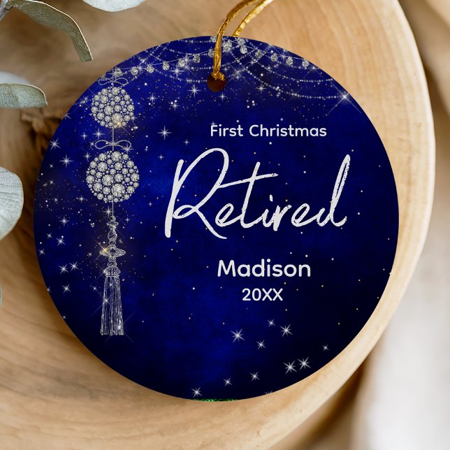Erste Weihnachten pensionierte königsblaue Imitate Keramik Ornament (Von Creator hochgeladen)