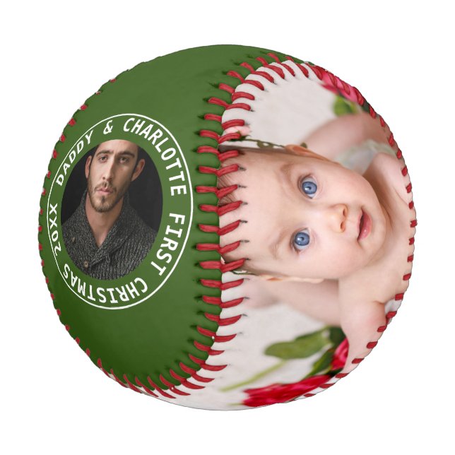 Erste Weihnachten Personalisiert eines von einem F Baseball (Schrägansicht)
