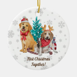 Erste Weihnachten - Personalisierte Hunde Welpen Keramik Ornament