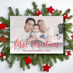 Erste Weihnachten, Rote Kalligraphie, Foto für Fei Mitteilungskarte