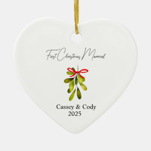 Erste Weihnachten Verheiratet 2025, mit Name und D Keramik Ornament