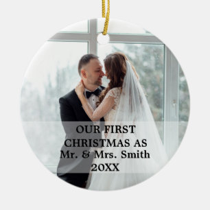 Erste Weihnachten Verheiratet als Herr & Frau FOTO Keramik Ornament