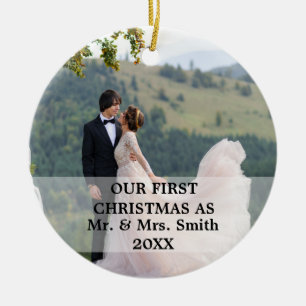 Erste Weihnachten Verheiratet als Herr & Frau FOTO Keramik Ornament