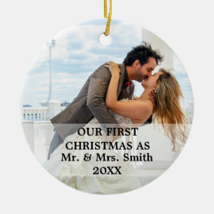 Erste Weihnachten Verheiratet als Herr & Frau FOTO Keramik Ornament