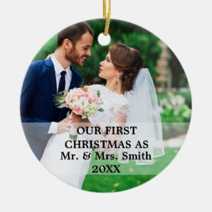 Erste Weihnachten Verheiratet als Herr & Frau FOTO Keramik Ornament