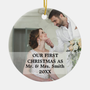 Erste Weihnachten Verheiratet als Herr & Frau FOTO Keramik Ornament
