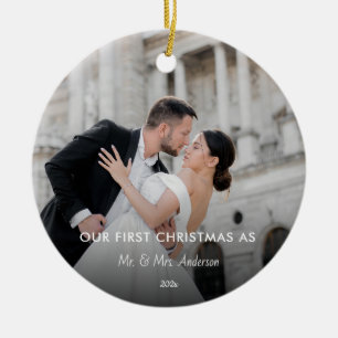 Erste Weihnachten Verheiratet als Herr & Mrs. FOTO Keramik Ornament