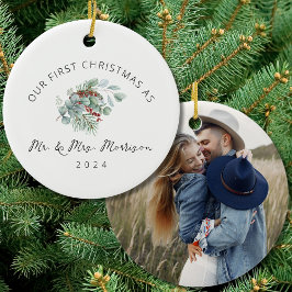 Erste Weihnachten Verheiratet als Herr & Mrs. Foto Keramik Ornament