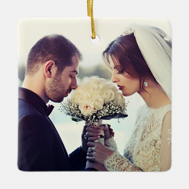 Erste Weihnachten Verheiratet als Herr & Mrs. FOTO Keramikornament (Vorderseite)