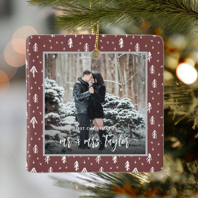 Erste Weihnachten Verheiratet als Herr & Mrs. Foto Keramikornament (Von Creator hochgeladen)