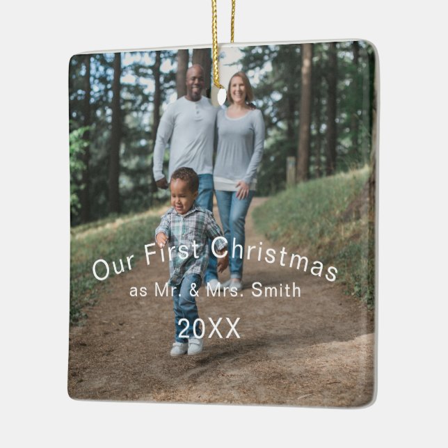 Erste Weihnachten Verheiratet als Herr & Mrs. FOTO Keramikornament (Links)