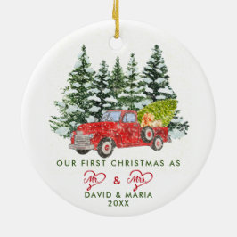 Erste Weihnachten Verheiratet als Herr & Mrs. Red  Keramik Ornament