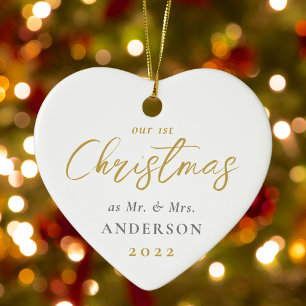 Erste Weihnachten Verheiratet als Mrs. Wedding Fot Keramik Ornament