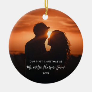 Erste Weihnachten Verheiratet Mr. & Mrs. Foto Keramik Ornament