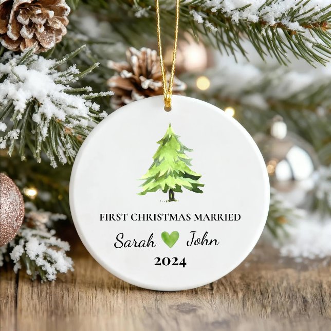 Erste Weihnachten Verheirateten Weihnachtsbaum Ind Keramik Ornament (Von Creator hochgeladen)