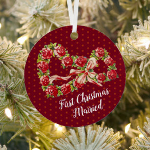 Erste Weihnachten Verheiratetes Herz Personalisier Ornament Aus Metall