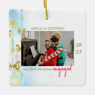 Erste Weihnachten Verlobt 2 Foto Moderne Weihnacht Keramikornament