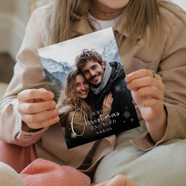 Erste Weihnachten Verlobt Happy Couple Foto Print (Von Creator hochgeladen)