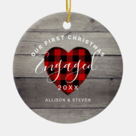 Erste Weihnachten Verlobt Rustikales Herz Personal Keramik Ornament