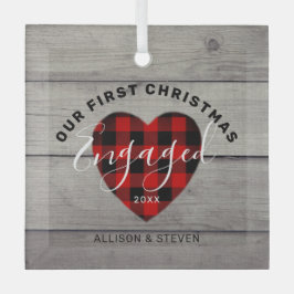 Erste Weihnachten Verlobt Rustikales Herz Personal Ornament Aus Glas