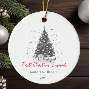 Erste Weihnachten Verlobte Custom Black und White Keramik Ornament