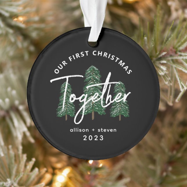 Erste Weihnachten zusammen 2023 Evergreen Paare Ornament (Baum)