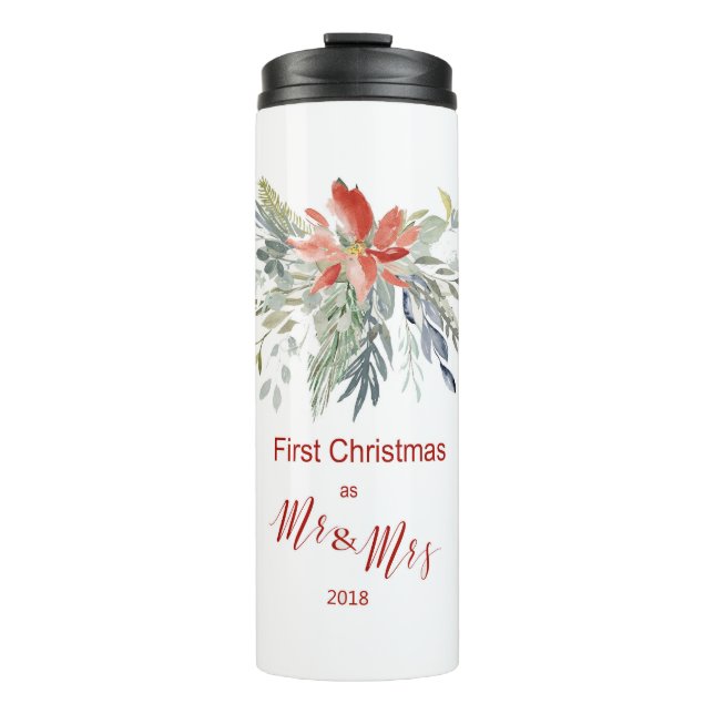 Erste Weihnachten zusammen als Mr & Mrs. Thermosbecher (Vorderseite)