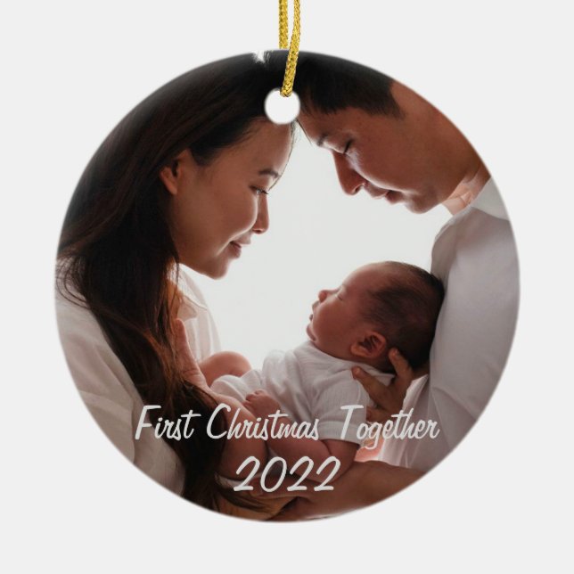 Erste Weihnachten zusammen mit Neugeborenen 2022 C Keramik Ornament (Vorne)