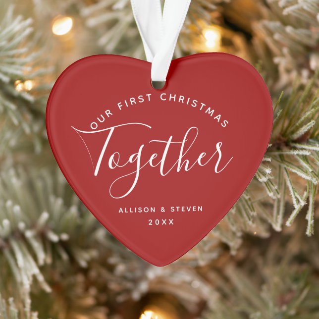 Erste Weihnachten zusammen Red Heart Paare Name Ornament (Baum)