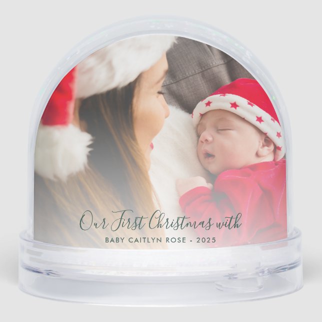 Erste Weihnachts-Baby-Fotos Custom Holidays Schneekugeln (Rückseite)