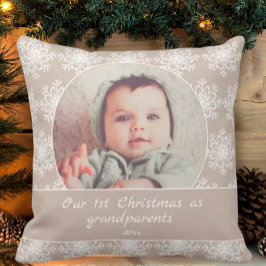 Erste Weihnachts Großeltern Grandchild Foto Kissen