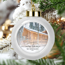 Erste Weihnachts Neue Zuhause Custom Foto Black Sc Keramik Kugel-Ornament