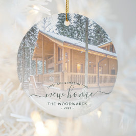 Erste Weihnachts Neue Zuhause Custom Foto Green Sc Keramik Ornament