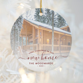 Erste Weihnachts Neue Zuhause Custom Foto Red Scri Keramik Ornament