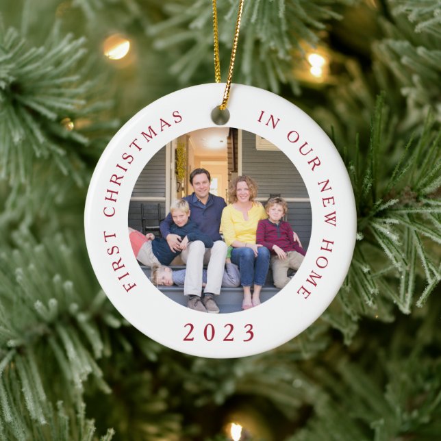 Erste Weihnachts Neue Zuhause Weihnachts-Foto Keramik Ornament (Baum)