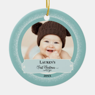 Erste Weihnachts-Niedlich-Baby-Foto Keramik Ornament