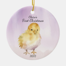 Erste Weihnachts Pink Baby Chill Personalisiert Keramik Ornament