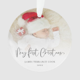 Erste Weihnachts-Skriptname Foto Overlay Ornament