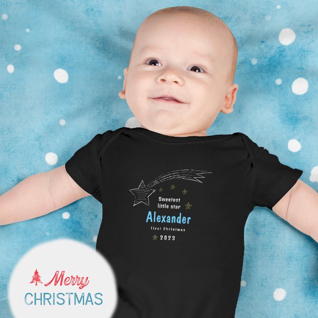 Erste Weihnachts-Sweetest-Star-Comet Baby Strampler (First Christmas Sweetest Star Comet Baby Bodysuit ©Susanne Sachers - Sunny Mind Design 🌞)