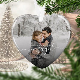 Erste Weihnachts Verlobte benutzerdefinierte Foto  Keramik Ornament