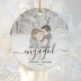 Erste Weihnachts Verlobte benutzerdefinierte Foto  Keramik Ornament